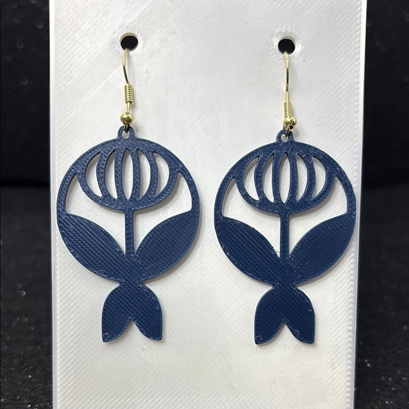 Handmade Jewelry - The Petal Flick Navy Earrings